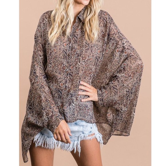 Chiffon Boxy Button Down - Picture 4 of 8